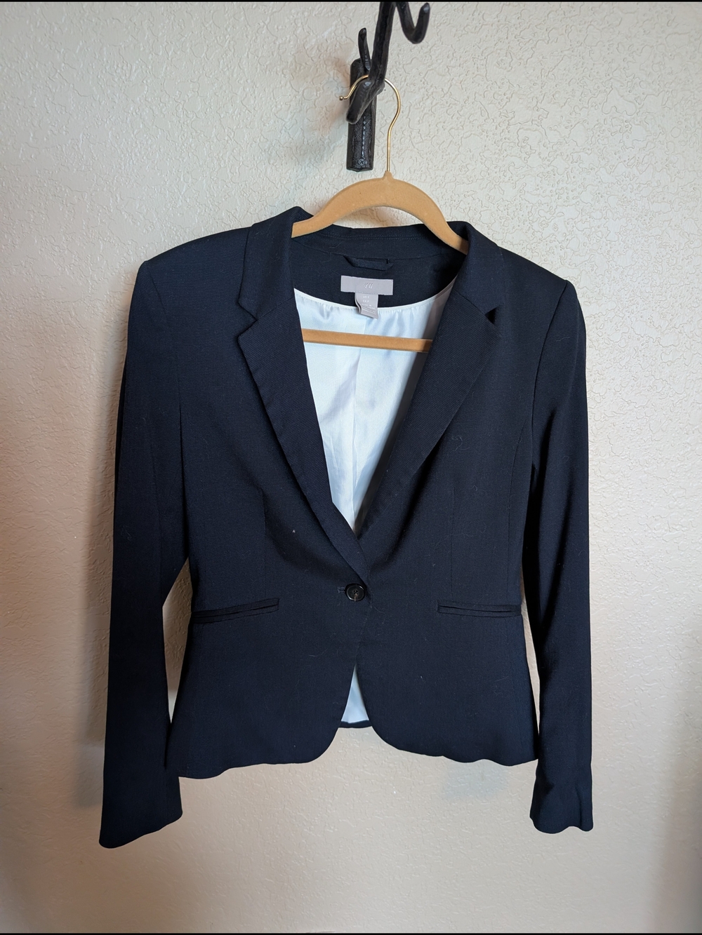 H&M Navy Blue Single-Button Tailored Blazer